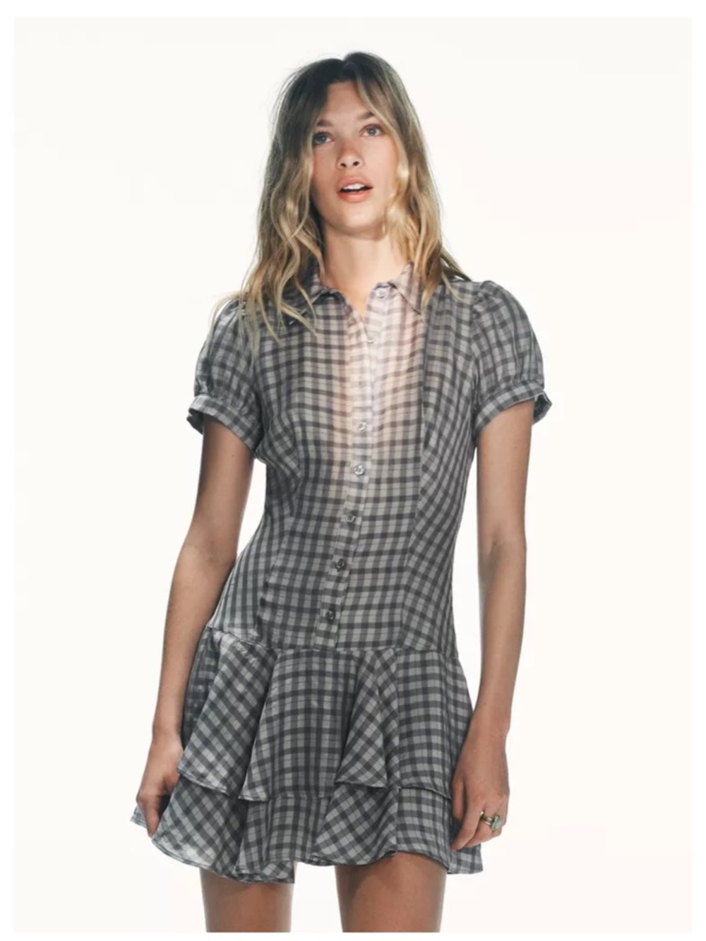Zara Plaid Ruffled Short Dress, s